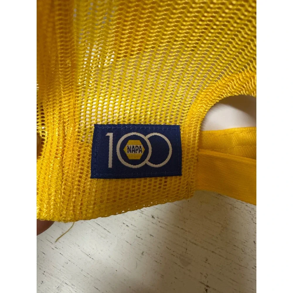 NAPA Auto Parts 100th Anniversary Trucker Hat Yellow Mesh Back Adjustable Cap